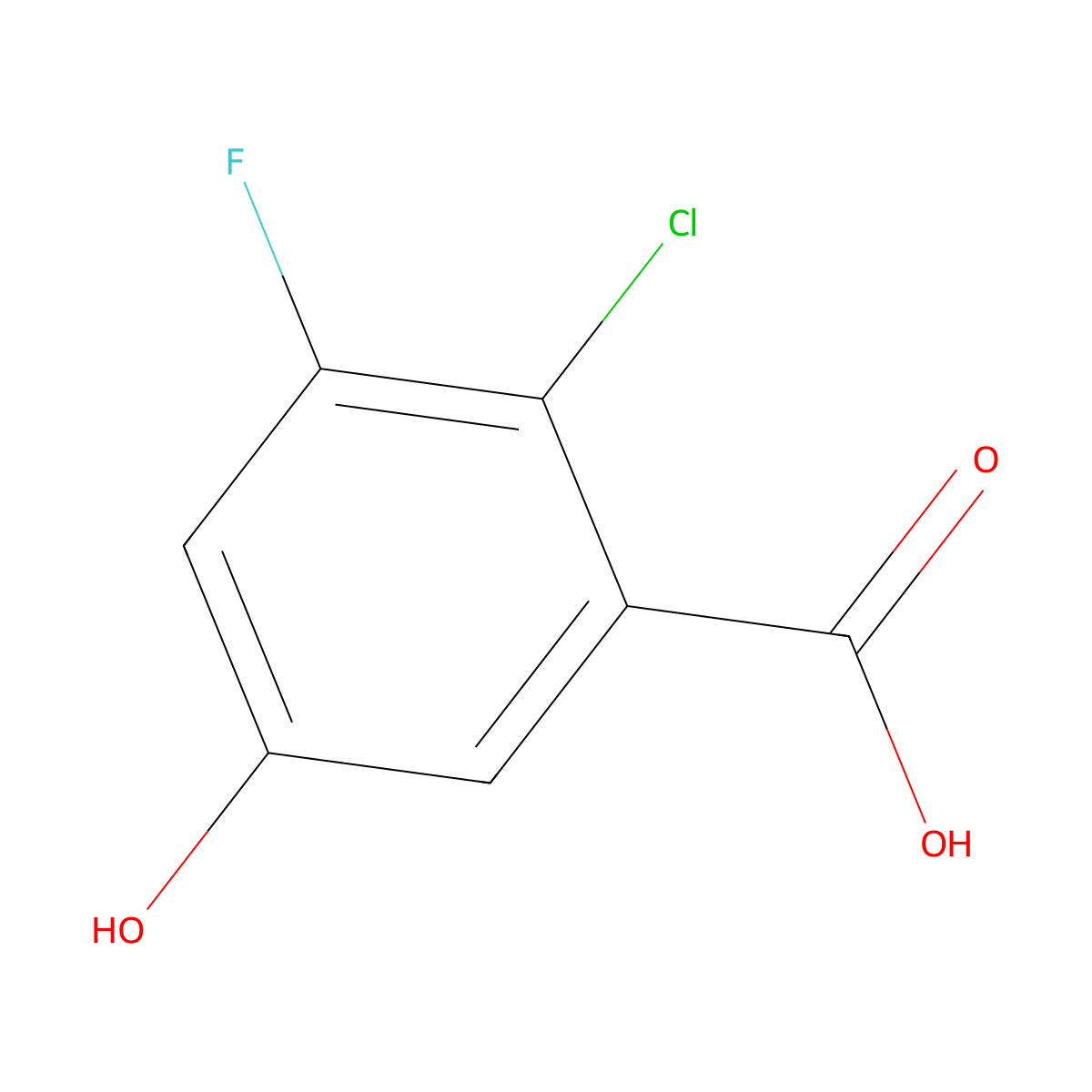 2-Chloro-3-fluoro-5-hydroxybenzoic acid molecular structure, CAS 860296-17-9