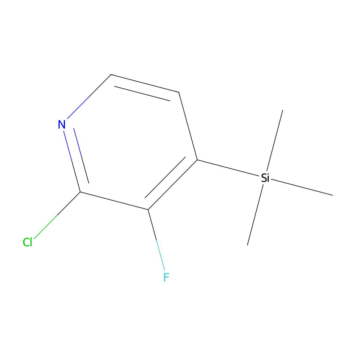 2-Chloro-3-fluoro-4-(trimethylsilyl)pyridine molecular structure, CAS 860296-22-6