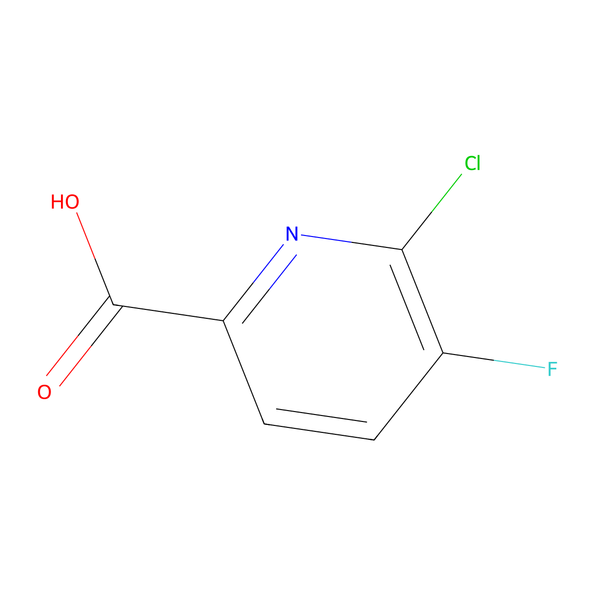 6-Chloro-5-fluoropyridine-2-carboxylic acid molecular structure, CAS 860296-24-8