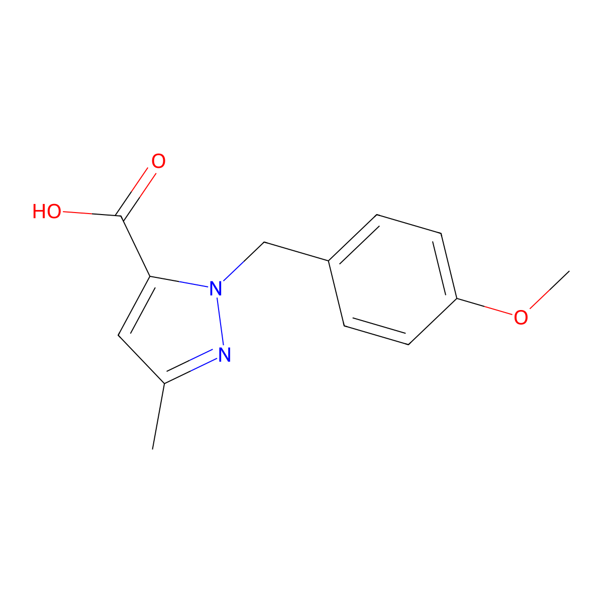 1-(4-Methoxybenzyl)-3-methyl-1H-pyrazole-5-carboxylic acid molecular structure, CAS 860308-24-3