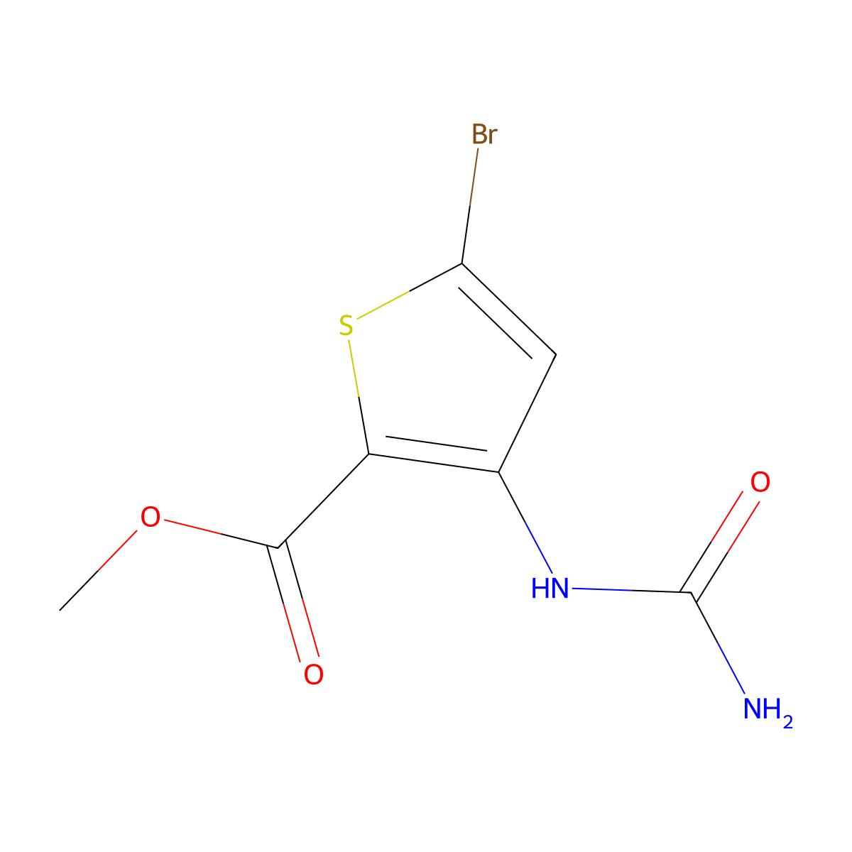 Methyl 5-bromo-3-ureidothiophene-2-carboxylate molecular structure, CAS 860354-59-2