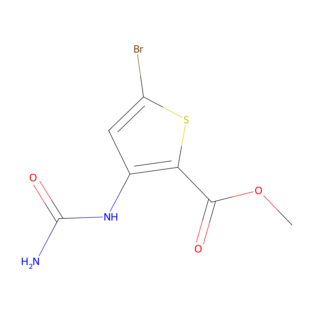 Methyl 5-bromo-3-ureidothiophene-2-carboxylate molecular structure, CAS 860354-59-2