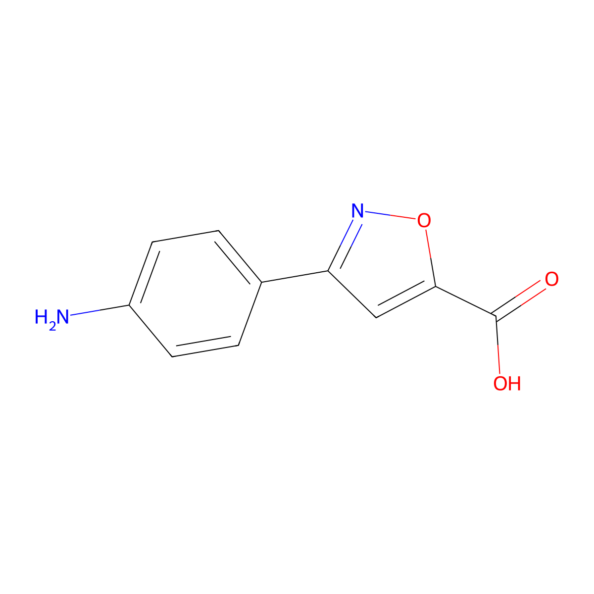 3-(4-Aminophenyl)-1,2-oxazole-5-carboxylic acid molecular structure, CAS 860367-71-1