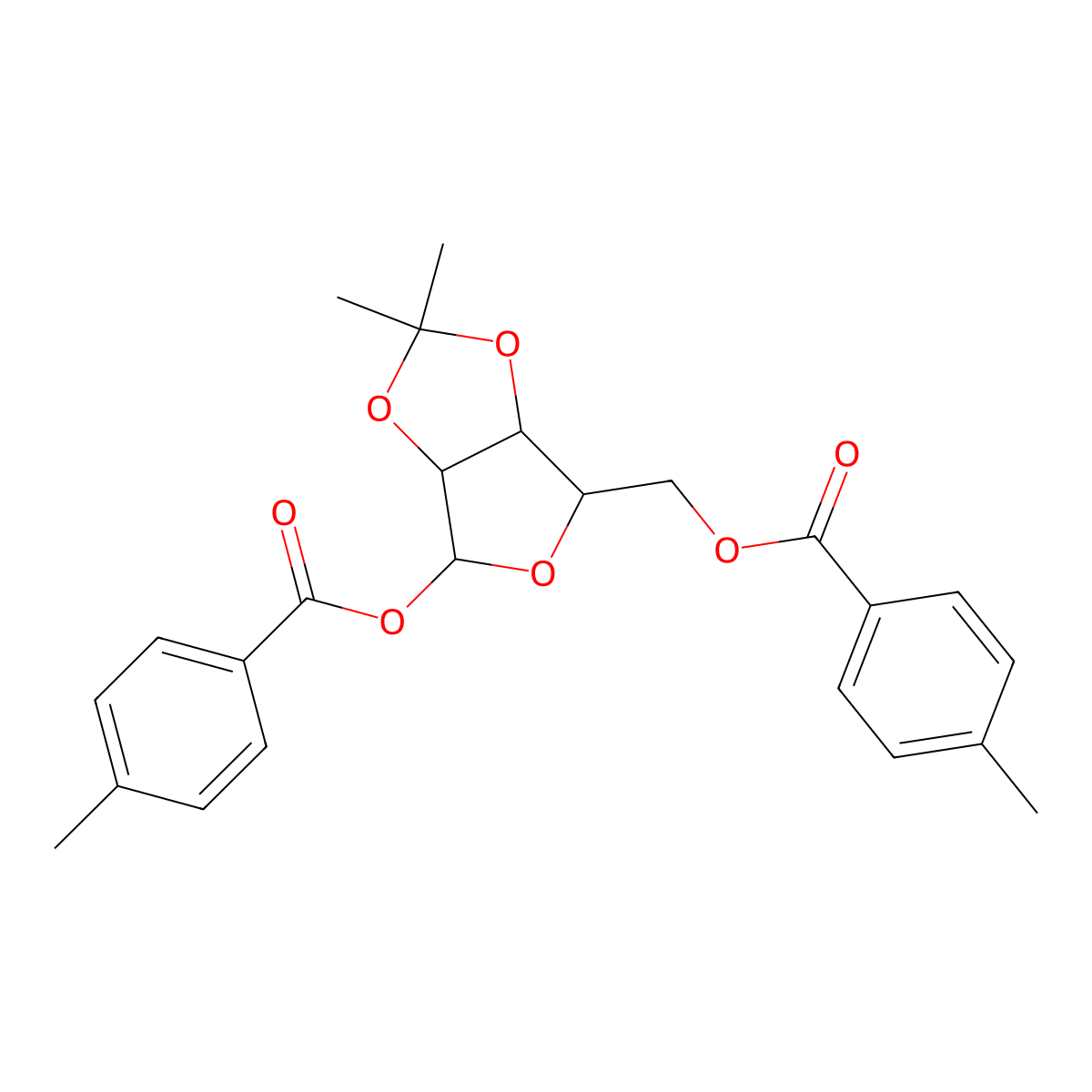 1,5-Di-O-(4-methylbenzoyl)-2,3-O-isopropylidene-beta-D-ribofuranose molecular structure, CAS 86042-28-6