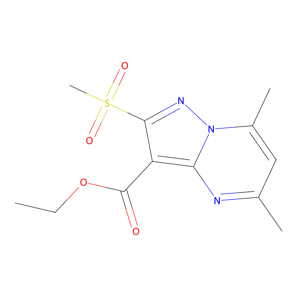 Ethyl 5,7-dimethyl-2-(methylsulfonyl)pyrazolo[1,5-a]pyrimidine-3-carboxylate molecular structure, CAS 860464-45-5
