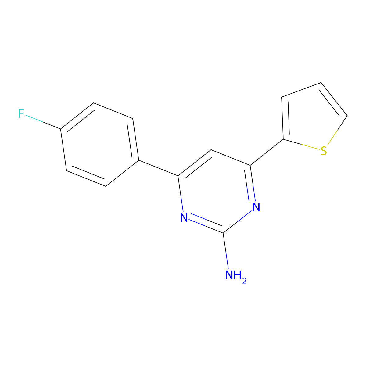 4-(4-Fluorophenyl)-6-(thiophen-2-yl)pyrimidin-2-amine molecular structure, CAS 860480-66-6