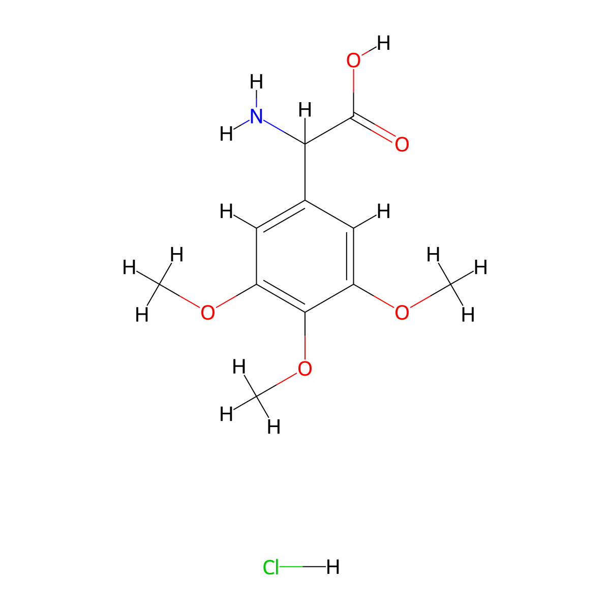 2-Amino-2-(3,4,5-trimethoxyphenyl)acetic acid hydrochloride molecular structure, CAS 86053-95-4