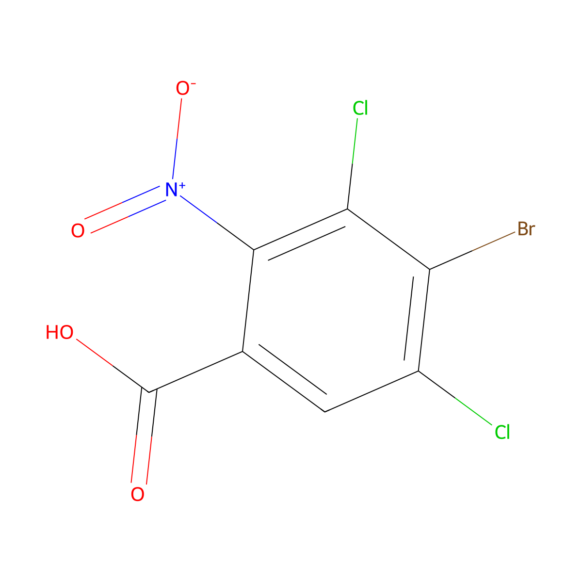 4-Bromo-3,5-dichloro-2-nitrobenzoic acid molecular structure, CAS 860561-58-6