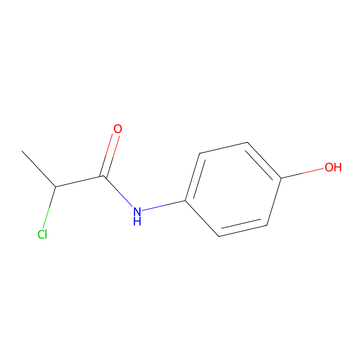 2-chloro-N-(4-hydroxyphenyl)propanamide molecular structure, CAS 860571-35-3