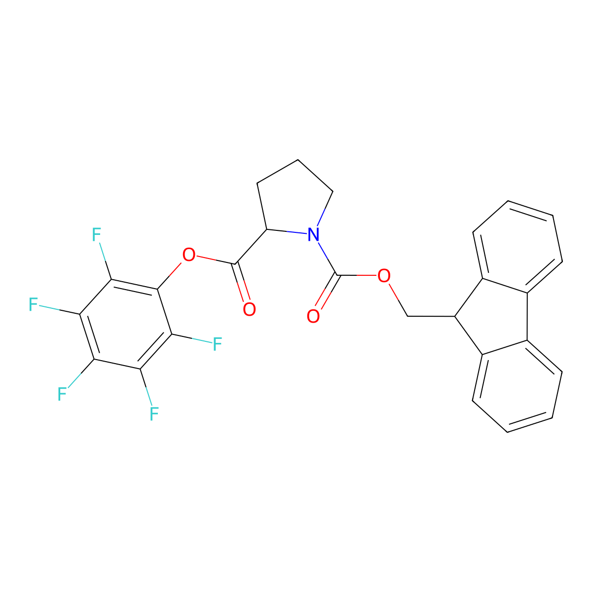 1-(9H-Fluoren-9-ylmethyl) 2-(pentafluorophenyl) (2S)-1,2-pyrrolidinedicarboxylate molecular structure, CAS 86060-90-4