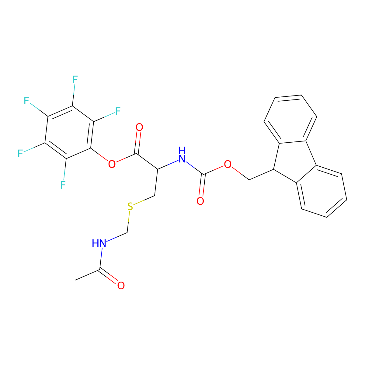 L-Cysteine, S-((acetylamino)methyl)-N-((9H-fluoren-9-ylmethoxy)carbonyl)-, pentafluorophenyl ester molecular structure, CAS 86060-96-0