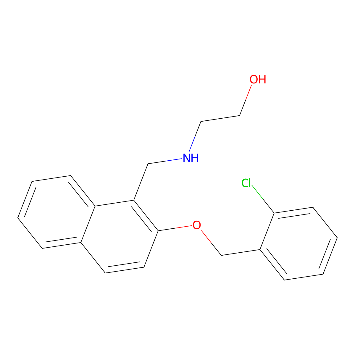 2-[({2-[(2-Chlorobenzyl)oxy]-1-naphthyl}methyl)amino]ethanol molecular structure, CAS 860607-46-1