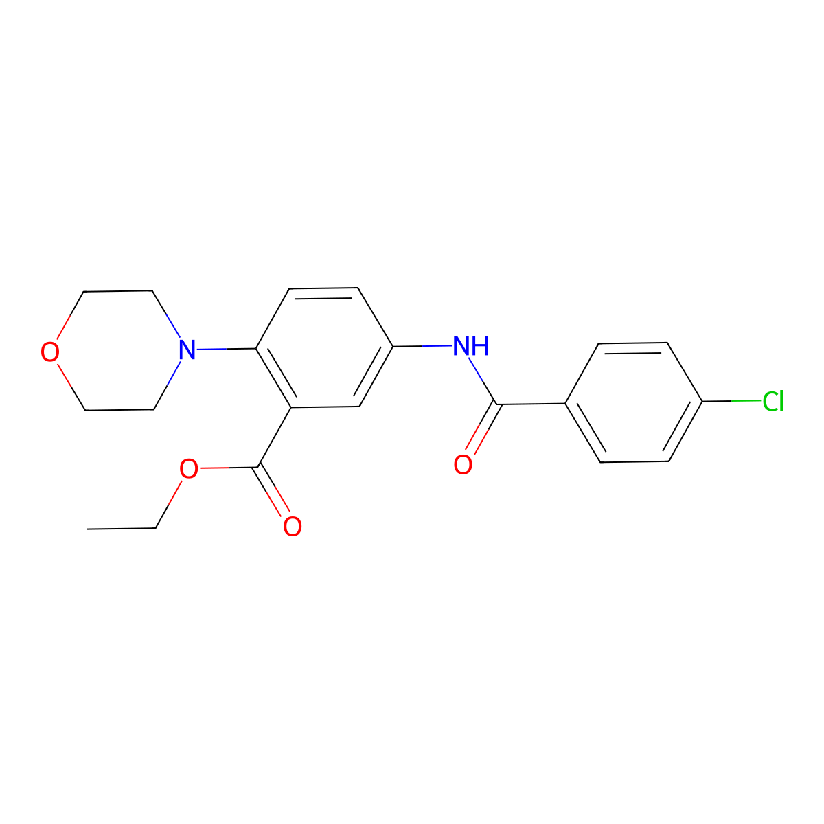 Ethyl 5-[(4-chlorobenzoyl)amino]-2-morpholin-4-ylbenzoate molecular structure, CAS 860607-68-7