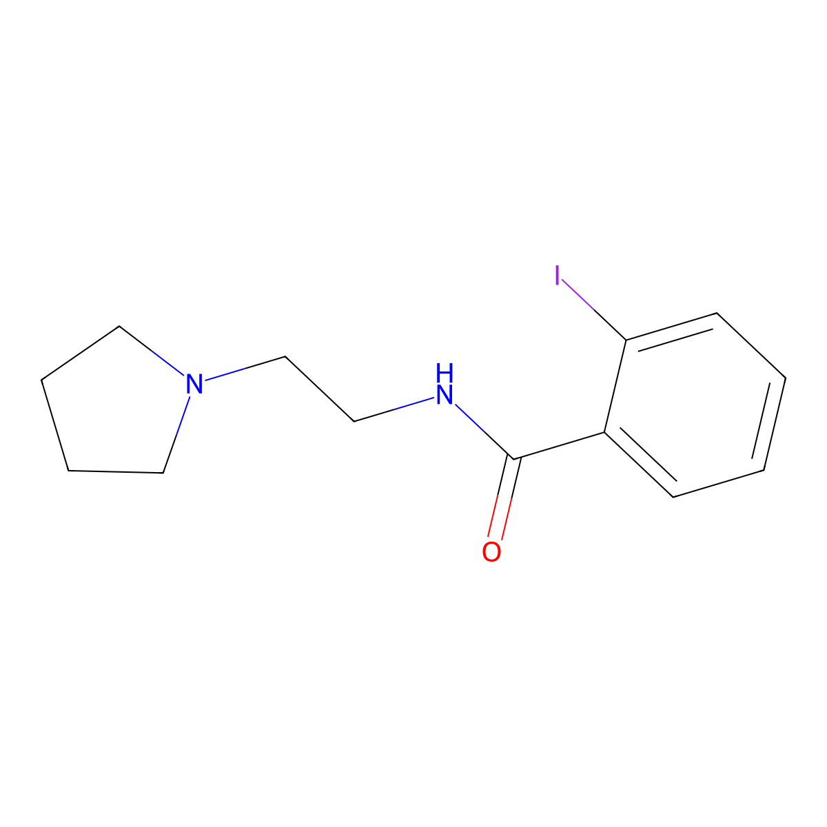 2-iodo-N-(2-pyrrolidin-1-ylethyl)benzamide molecular structure, CAS 860608-20-4