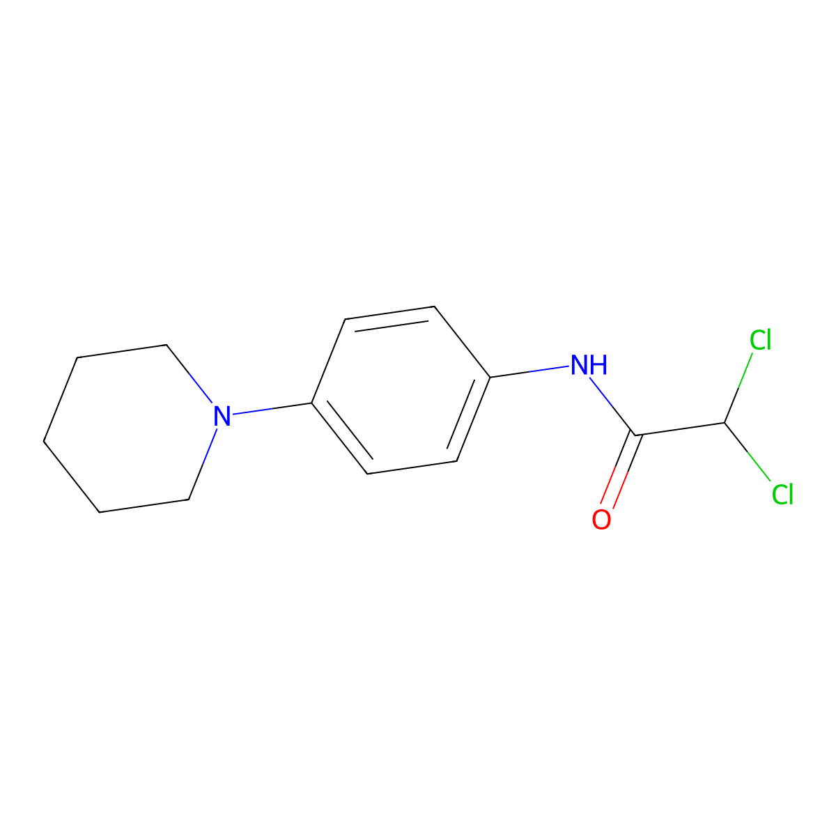 2,2-dichloro-N-(4-piperidinophenyl)acetamide molecular structure, CAS 860609-06-9