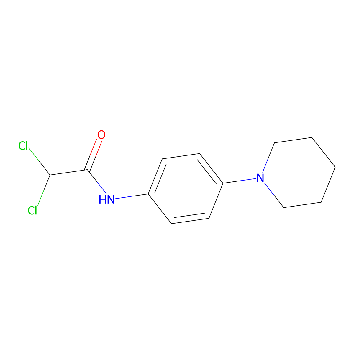 2,2-dichloro-N-(4-piperidinophenyl)acetamide molecular structure, CAS 860609-06-9