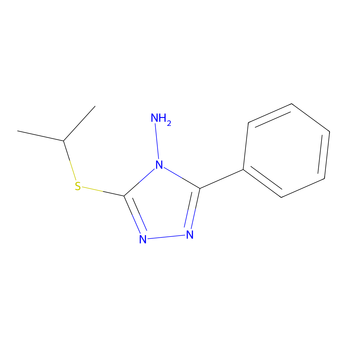 3-(isopropylsulfanyl)-5-phenyl-4H-1,2,4-triazol-4-amine molecular structure, CAS 860609-07-0