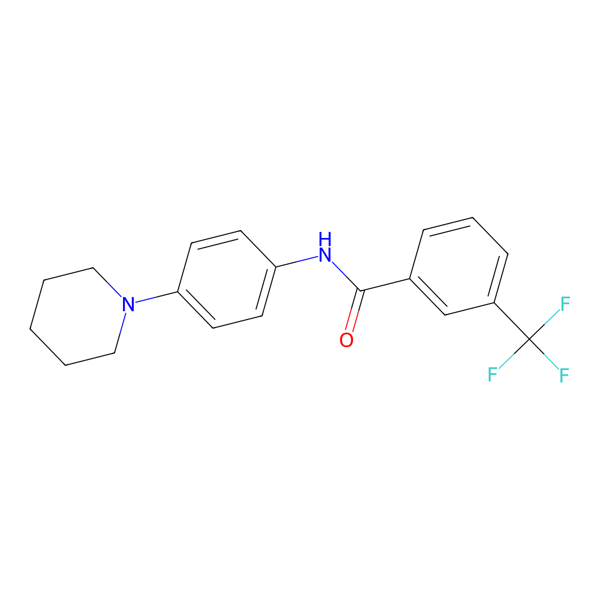 N-(4-piperidinophenyl)-3-(trifluoromethyl)benzenecarboxamide molecular structure, CAS 860609-08-1