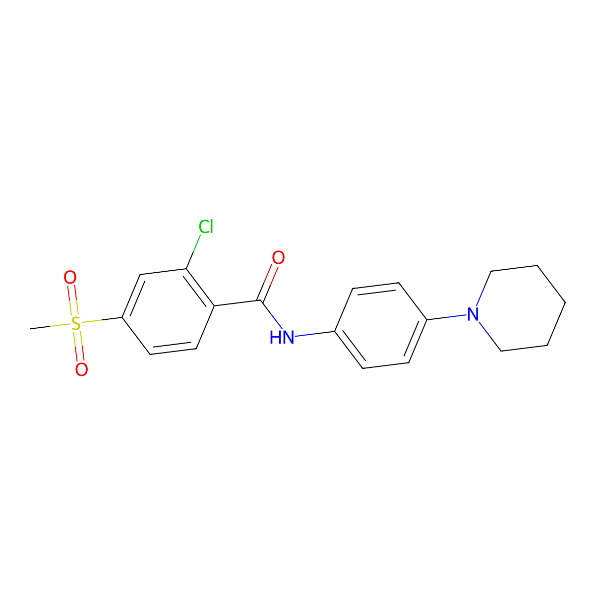 2-chloro-4-(methylsulfonyl)-N-(4-piperidinophenyl)benzenecarboxamide molecular structure, CAS 860609-10-5
