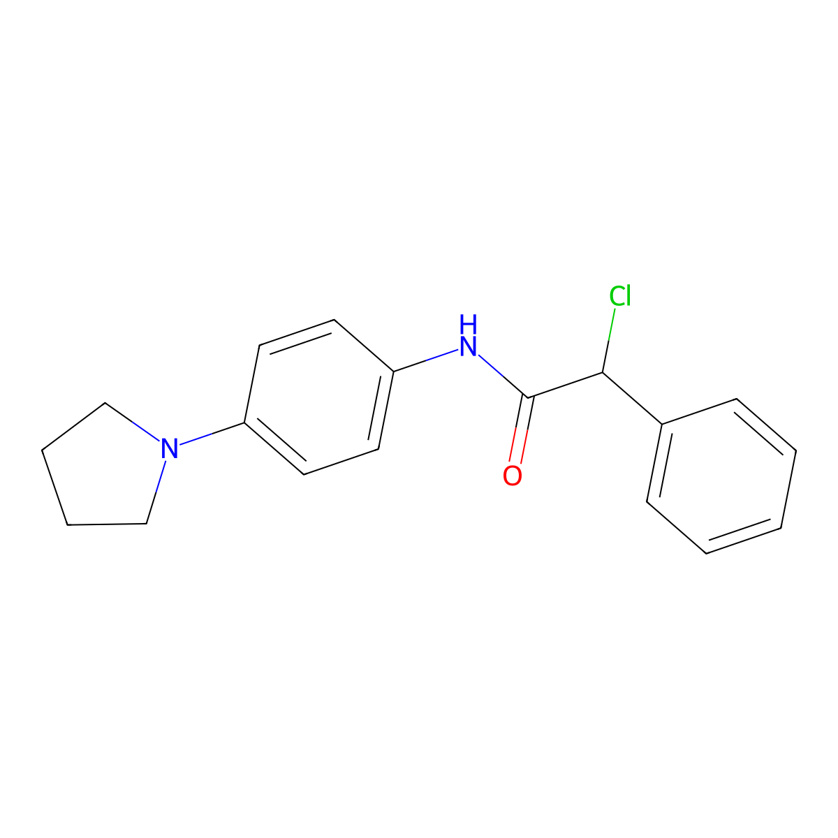 2-chloro-2-phenyl-N-[4-(1-pyrrolidinyl)phenyl]acetamide molecular structure, CAS 860609-15-0