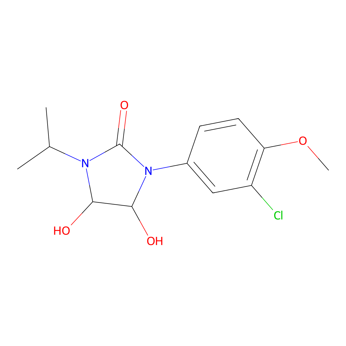 1-(3-chloro-4-methoxyphenyl)-4,5-dihydroxy-3-isopropyltetrahydro-2H-imidazol-2-one molecular structure, CAS 860609-16-1