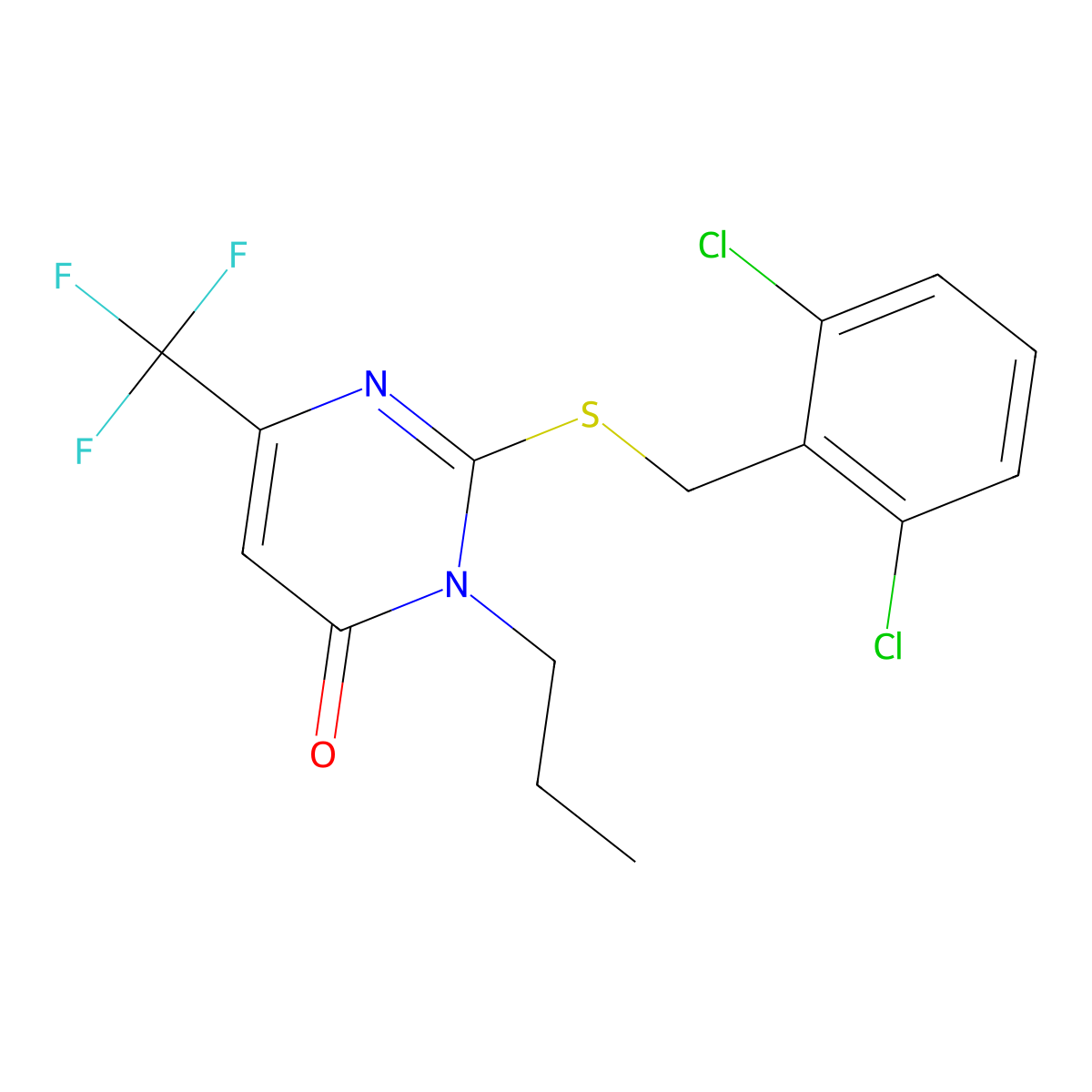 2-[(2,6-dichlorobenzyl)sulfanyl]-3-propyl-6-(trifluoromethyl)-4(3H)-pyrimidinone molecular structure, CAS 860609-25-2