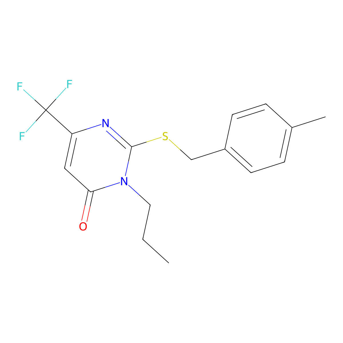 2-[(4-methylbenzyl)sulfanyl]-3-propyl-6-(trifluoromethyl)-4(3H)-pyrimidinone molecular structure, CAS 860609-26-3