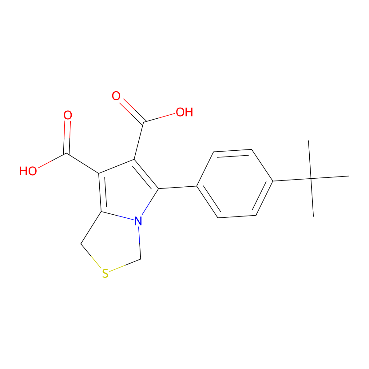 5-[4-(tert-butyl)phenyl]-1H-pyrrolo[1,2-c][1,3]thiazole-6,7-dicarboxylic acid molecular structure, CAS 860609-31-0
