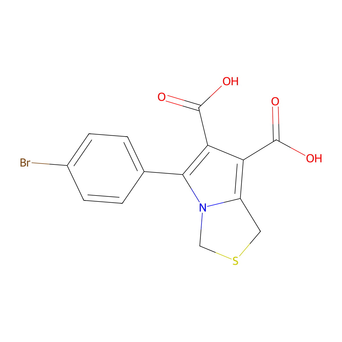 5-(4-bromophenyl)-1H-pyrrolo[1,2-c][1,3]thiazole-6,7-dicarboxylic acid molecular structure, CAS 860609-32-1