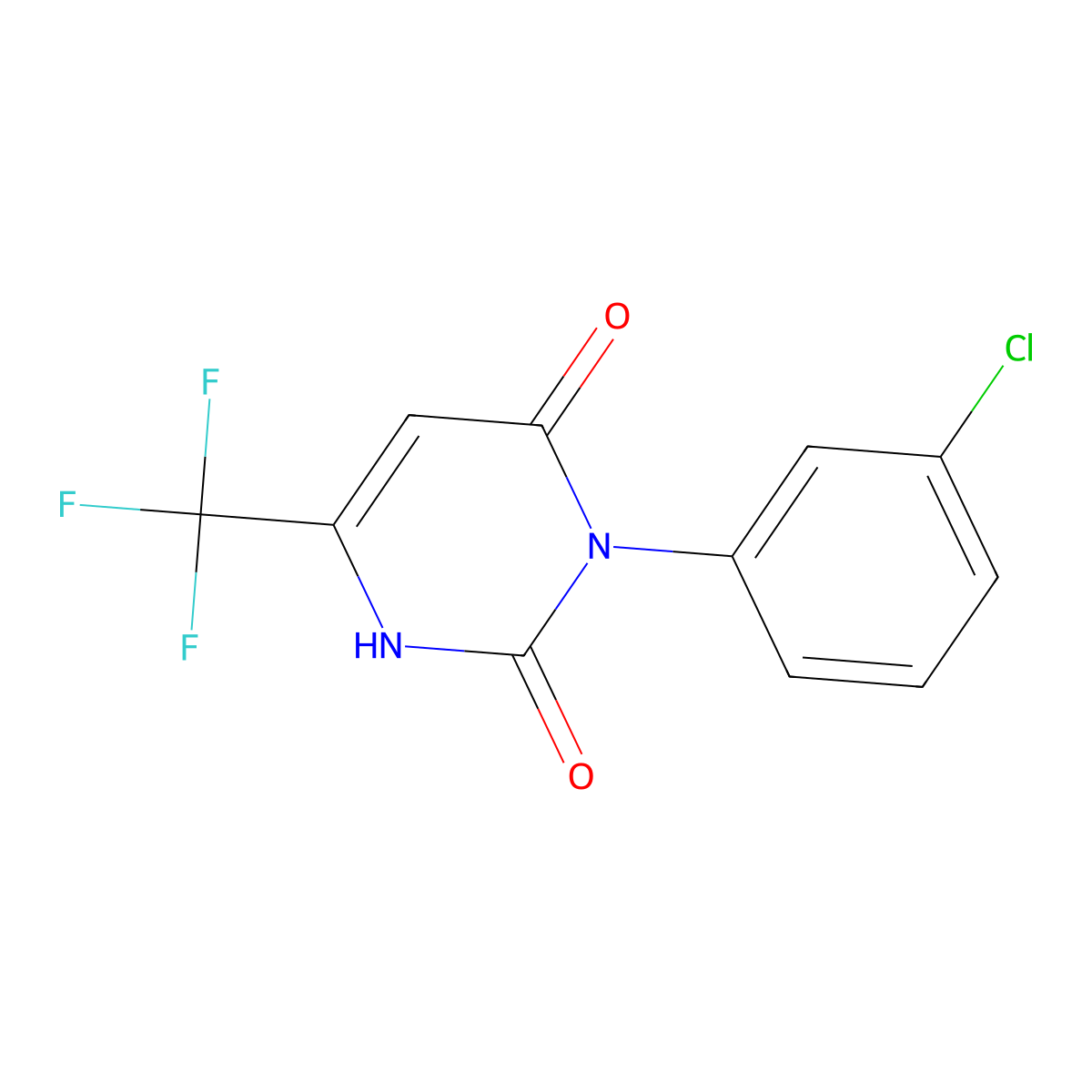 3-(3-chlorophenyl)-6-(trifluoromethyl)-2,4(1H,3H)-pyrimidinedione molecular structure, CAS 860609-34-3