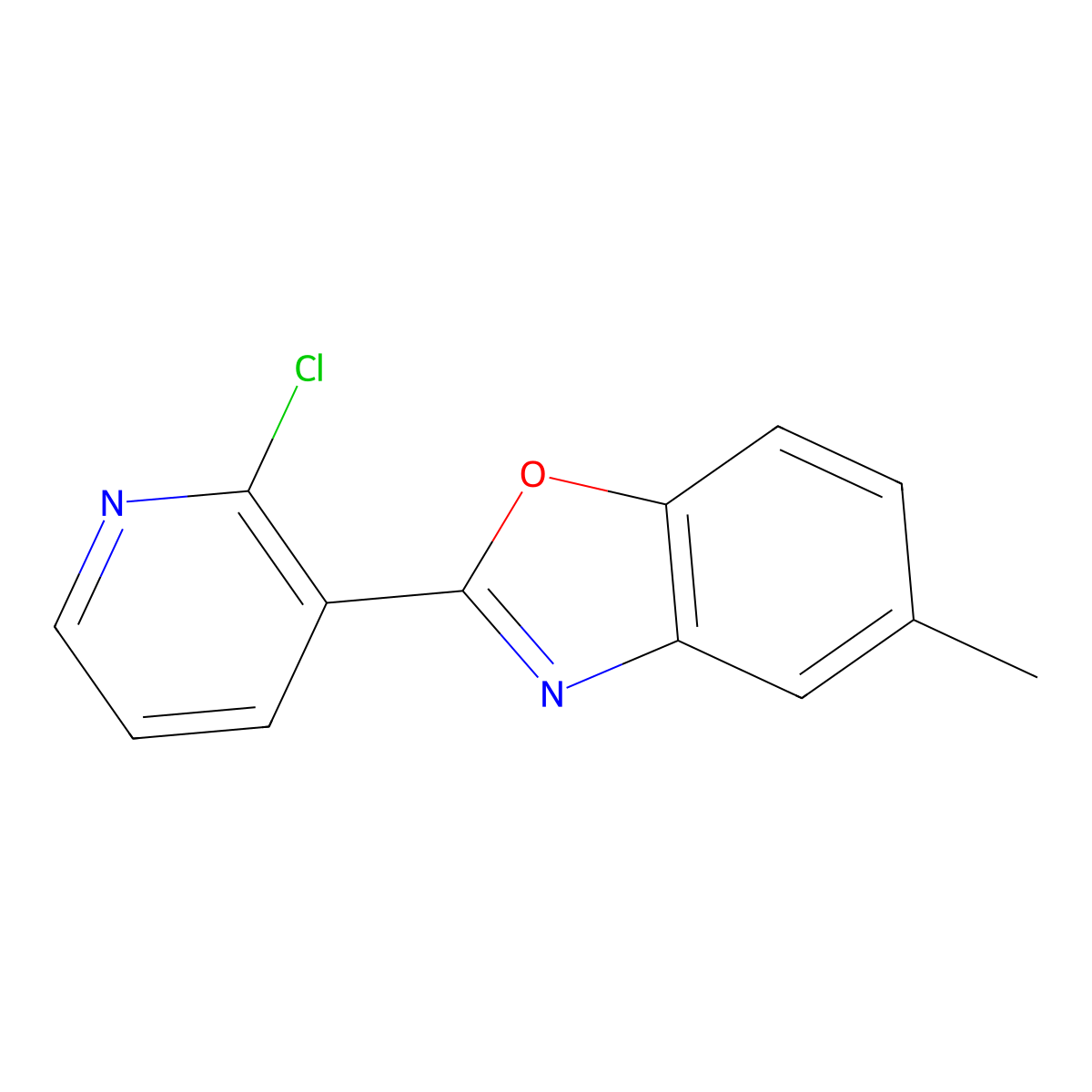2-(2-Chloropyridin-3-yl)-5-methyl-1,3-benzoxazole molecular structure, CAS 860609-36-5