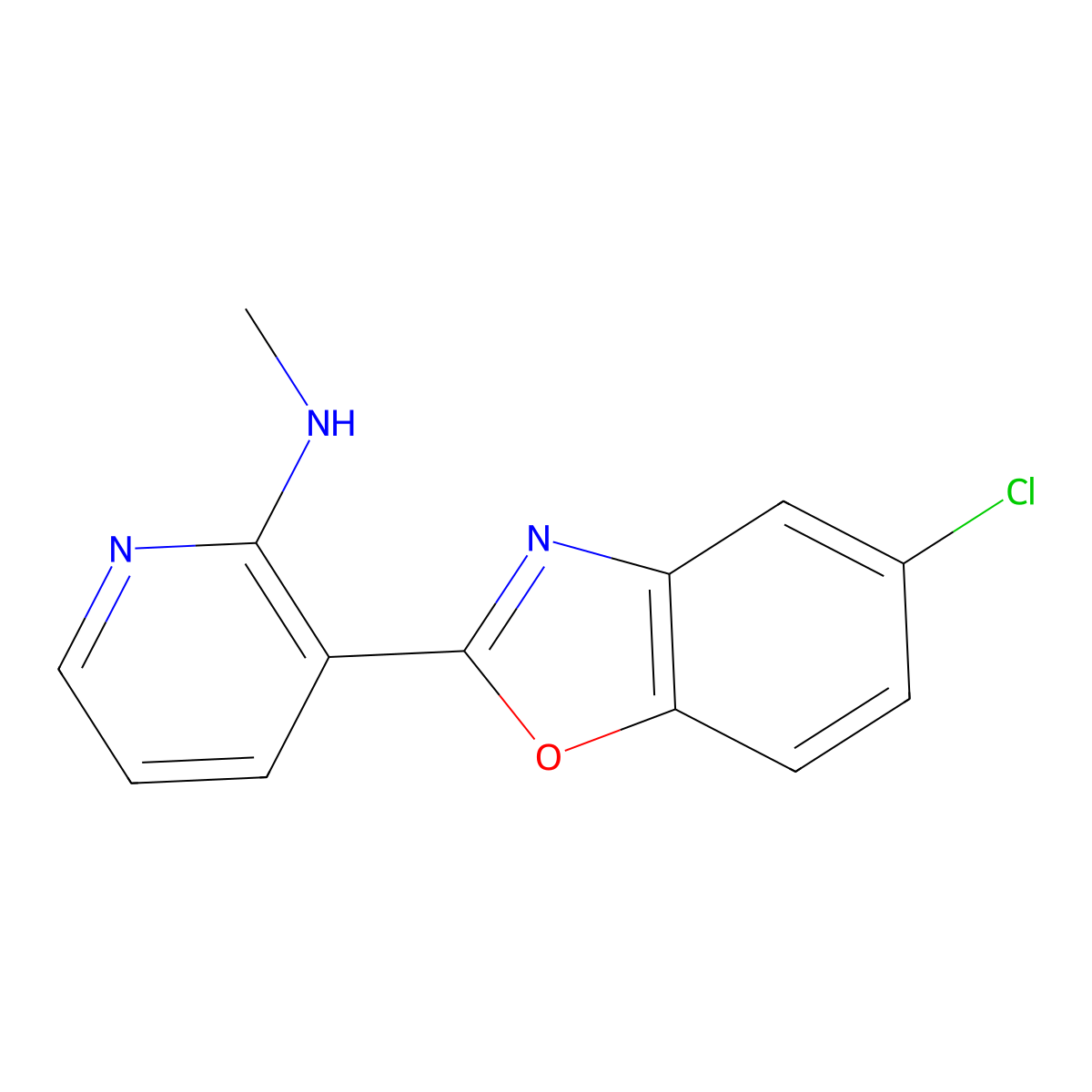 3-(5-chloro-1,3-benzoxazol-2-yl)-N-methylpyridin-2-amine molecular structure, CAS 860609-37-6