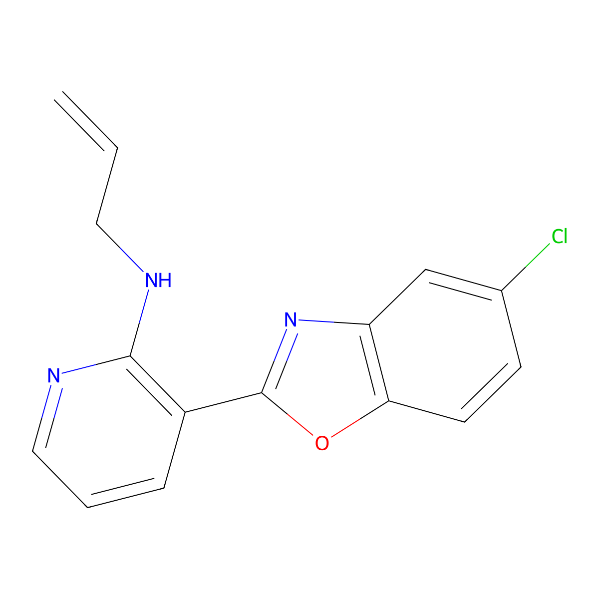 N-allyl-3-(5-chloro-1,3-benzoxazol-2-yl)-2-pyridinamine molecular structure, CAS 860609-38-7