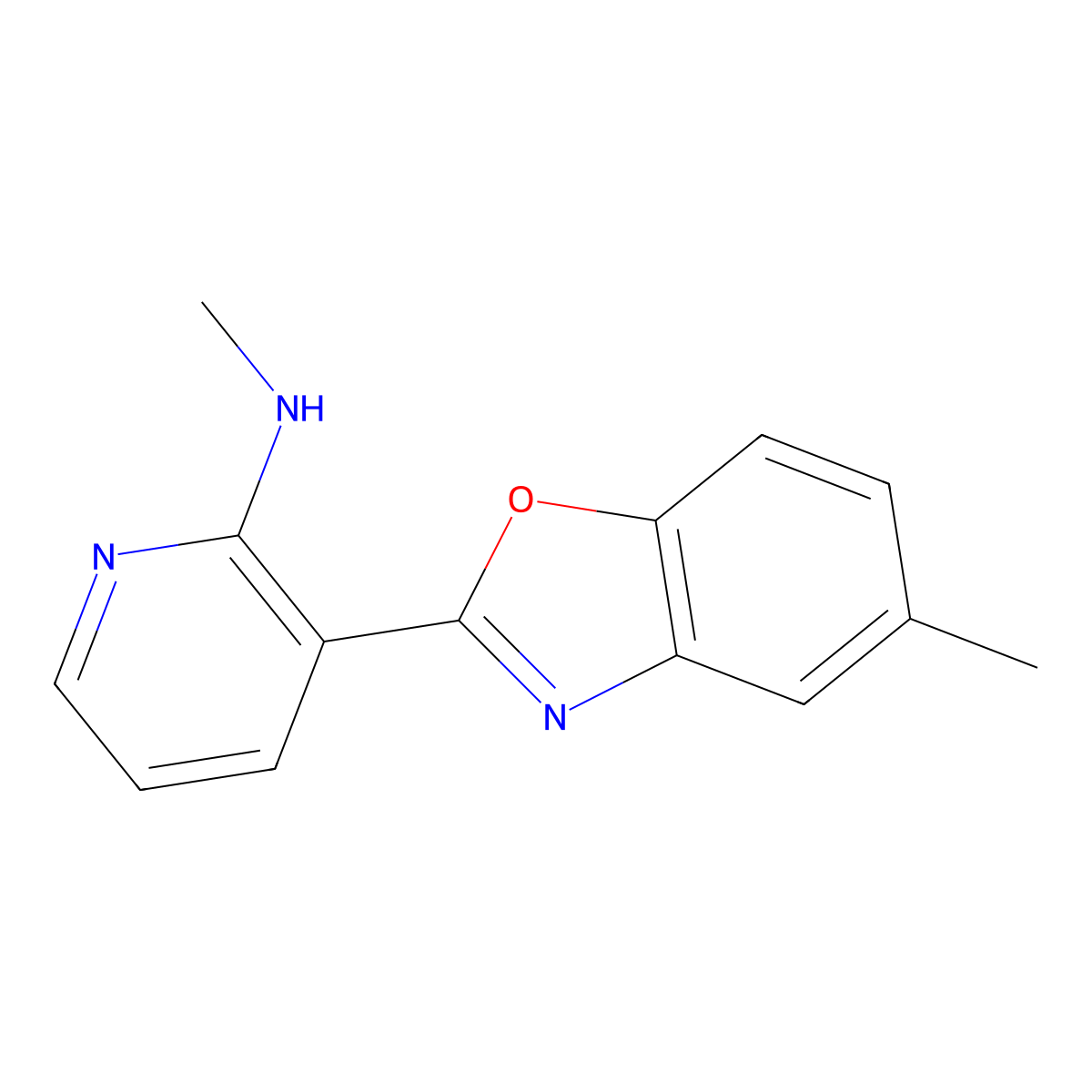 N-methyl-3-(5-methyl-1,3-benzoxazol-2-yl)pyridin-2-amine molecular structure, CAS 860609-39-8
