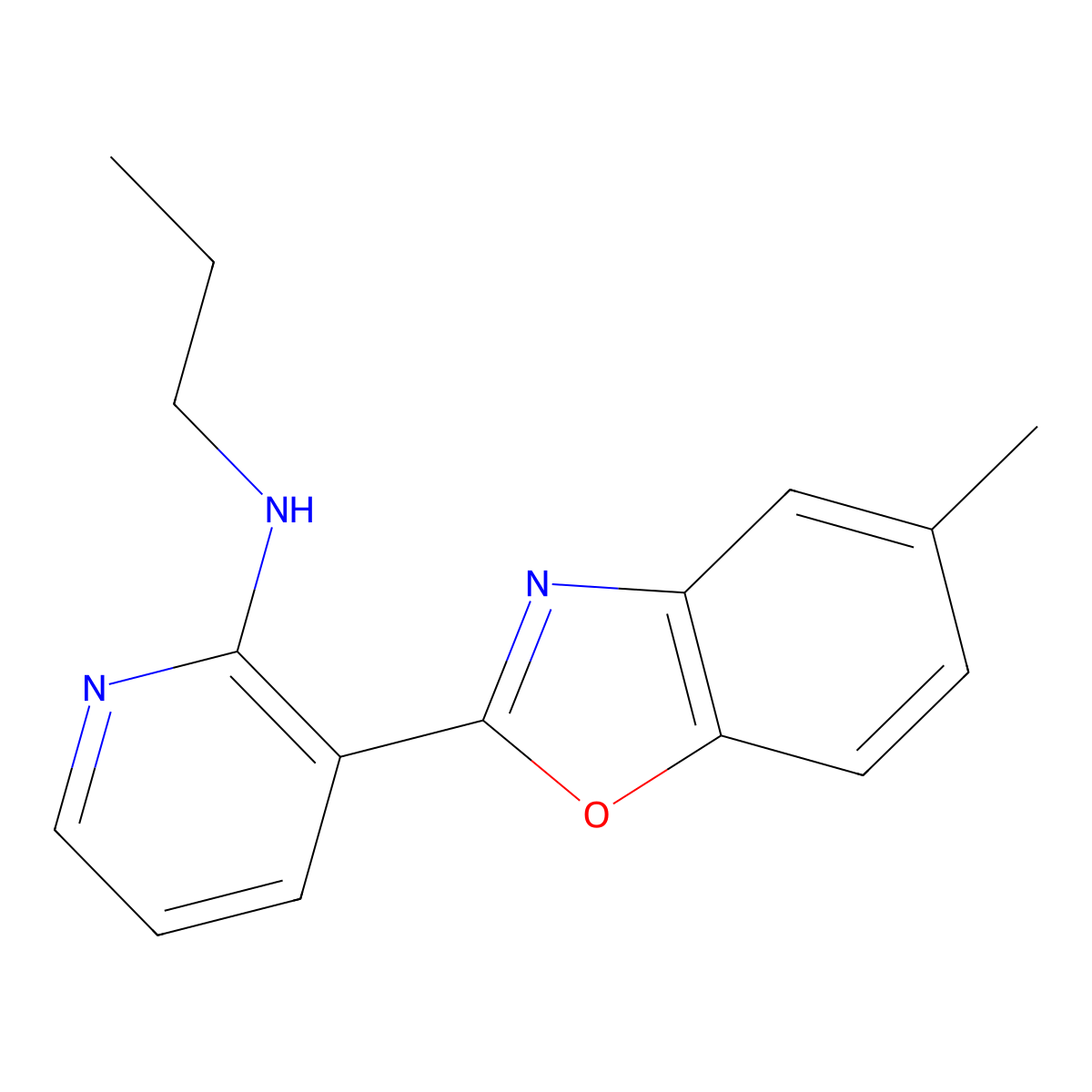 3-(5-methyl-1,3-benzoxazol-2-yl)-N-propylpyridin-2-amine molecular structure, CAS 860609-40-1