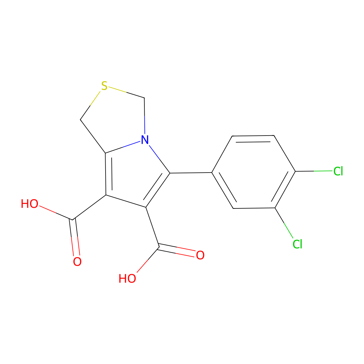 5-(3,4-dichlorophenyl)-1H-pyrrolo[1,2-c][1,3]thiazole-6,7-dicarboxylic acid molecular structure, CAS 860609-41-2