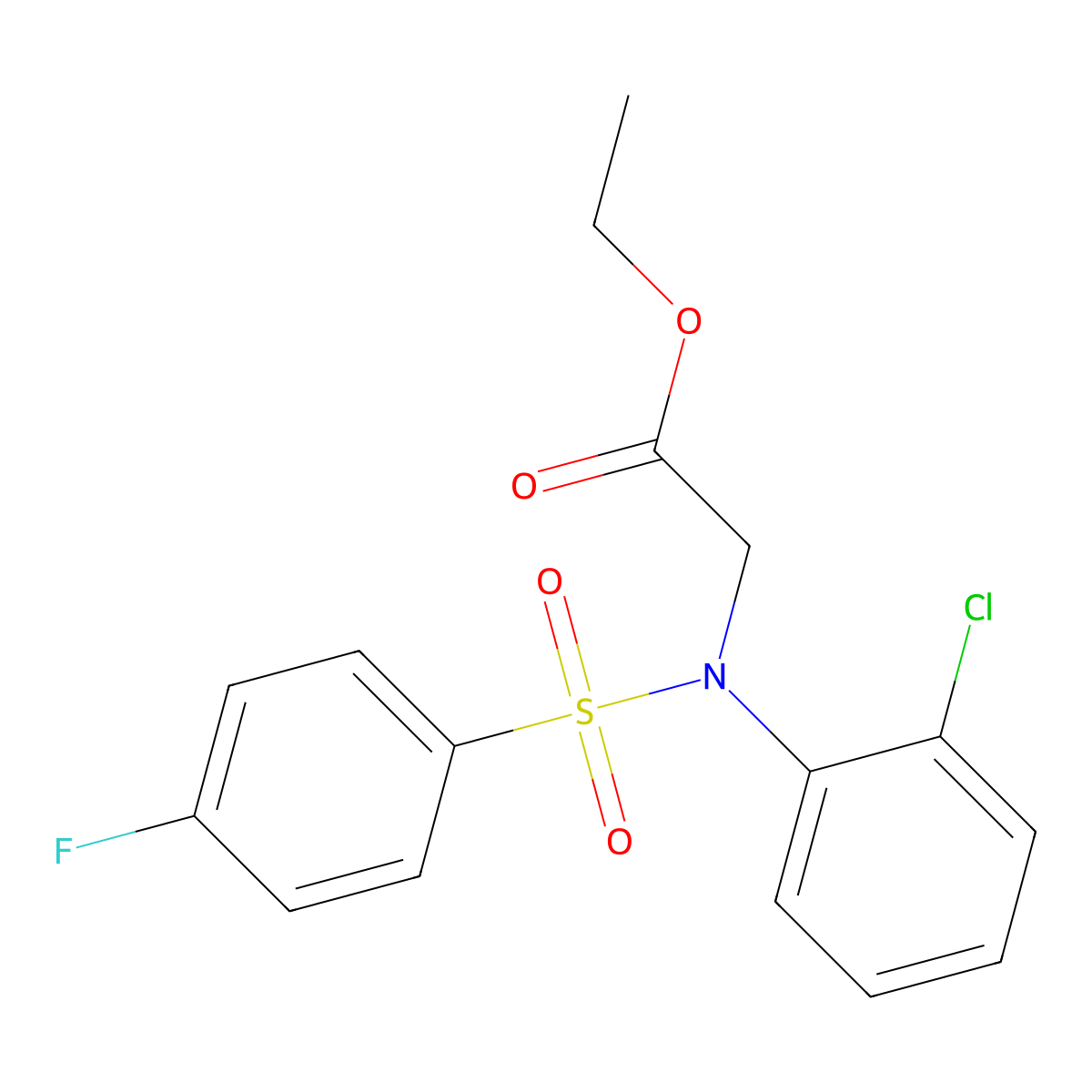 Ethyl 2-{2-chloro[(4-fluorophenyl)sulfonyl]anilino}acetate molecular structure, CAS 860609-48-9