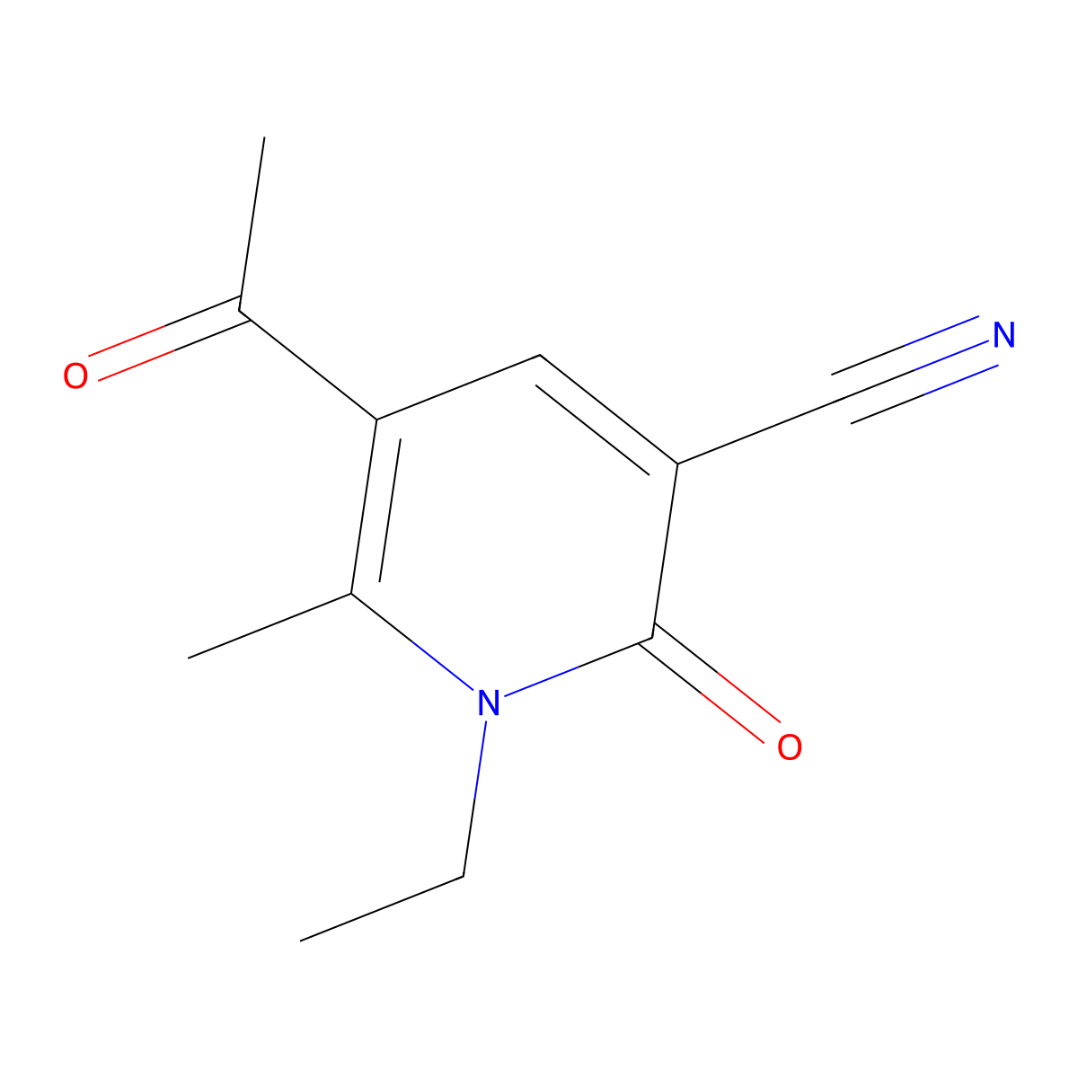 5-Acetyl-1-ethyl-6-methyl-2-oxo-1,2-dihydro-3-pyridinecarbonitrile molecular structure, CAS 860609-52-5