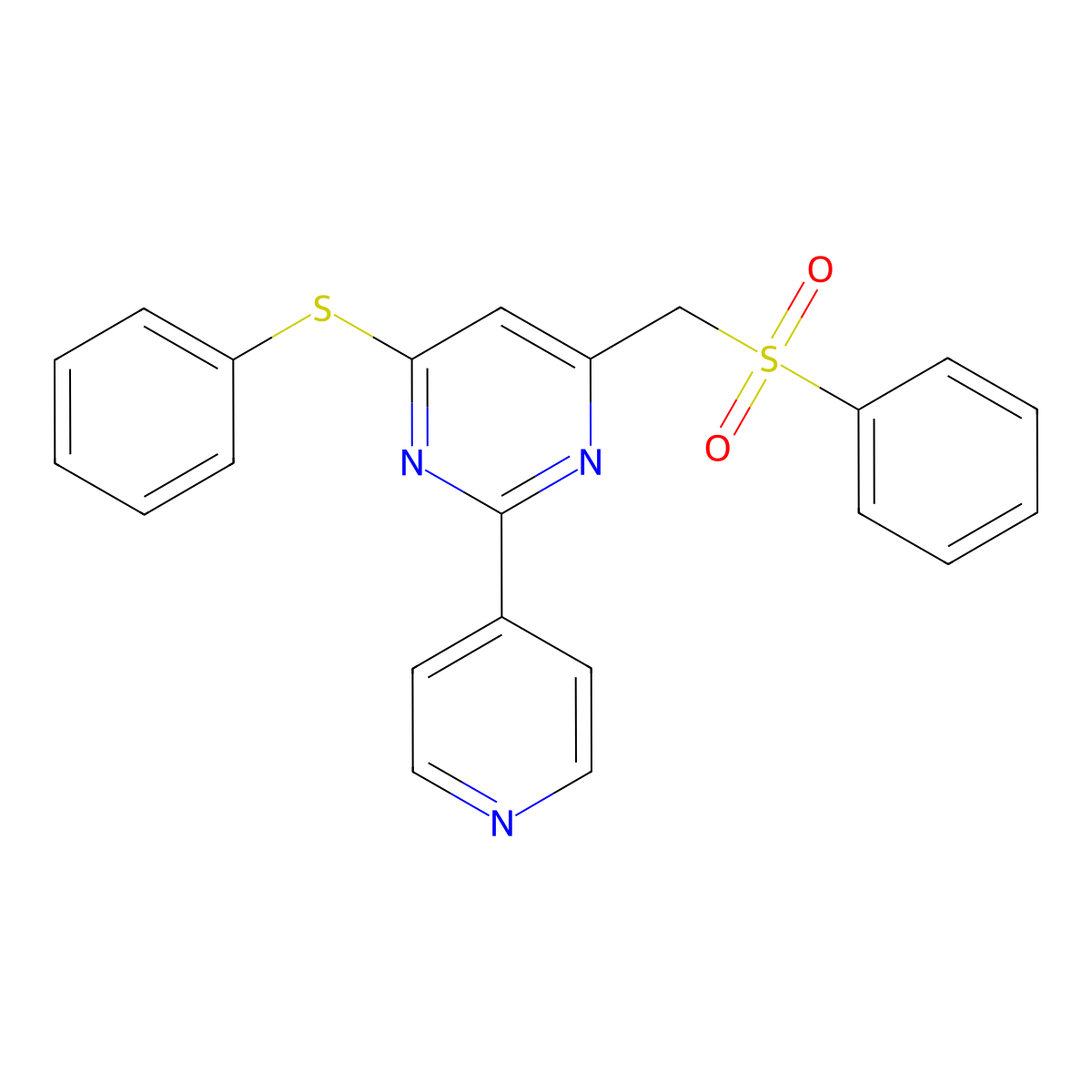 4-(Phenylsulfanyl)-6-[(phenylsulfonyl)methyl]-2-(4-pyridinyl)pyrimidine molecular structure, CAS 860609-62-7