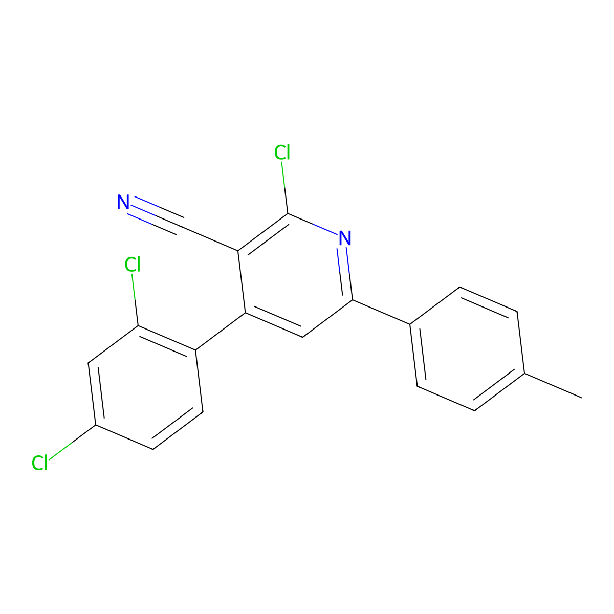 2-Chloro-4-(2,4-dichlorophenyl)-6-(4-methylphenyl)nicotinonitrile molecular structure, CAS 860609-63-8