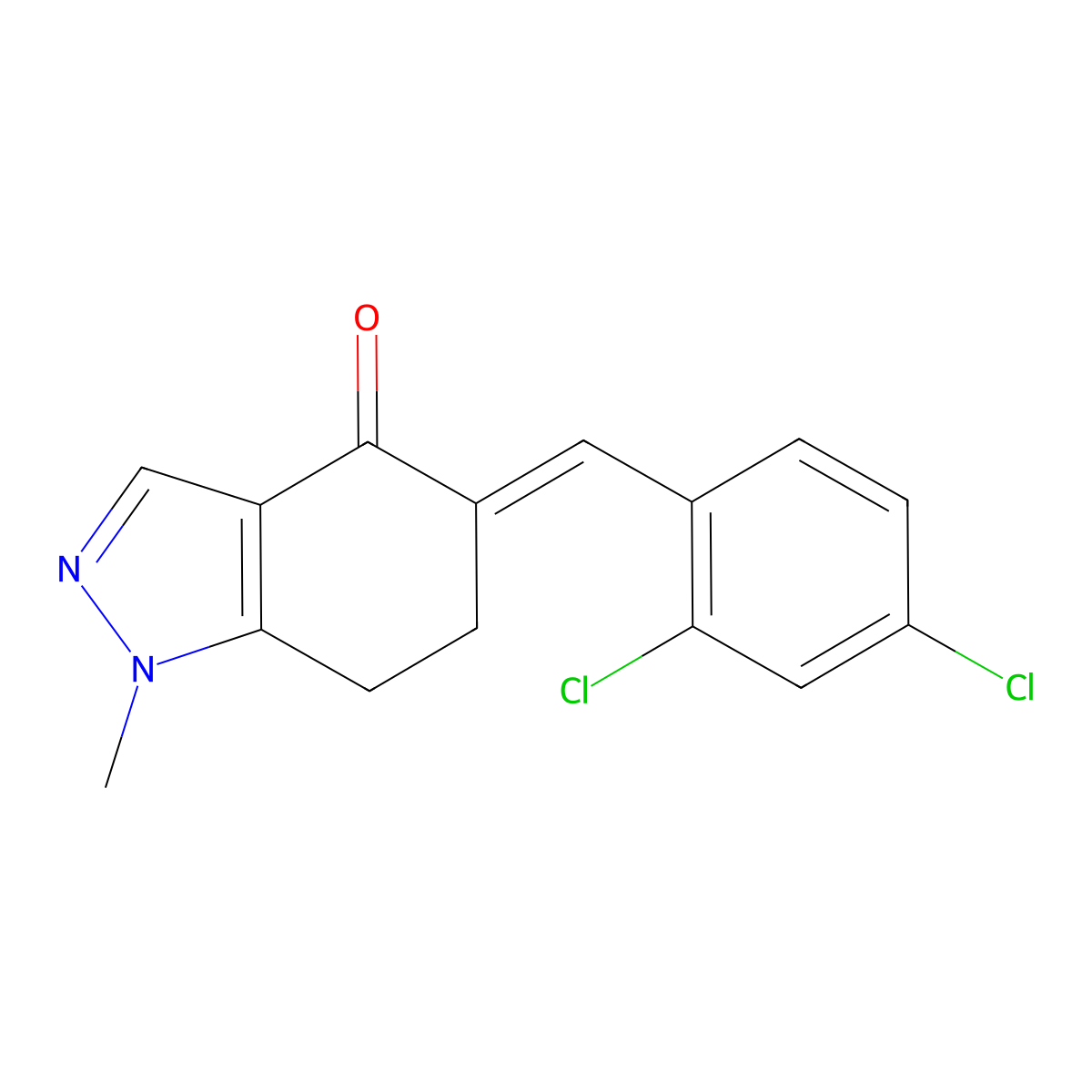 (5E)-5-[(2,4-dichlorophenyl)methylidene]-1-methyl-6,7-dihydroindazol-4-one molecular structure, CAS 860609-89-8