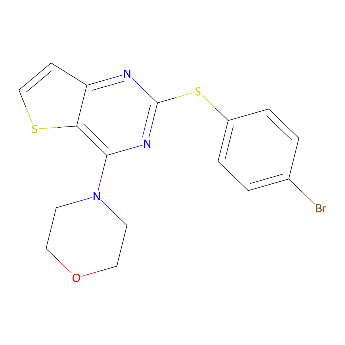 2-[(4-Bromophenyl)sulfanyl]-4-morpholinothieno[3,2-d]pyrimidine molecular structure, CAS 860609-99-0