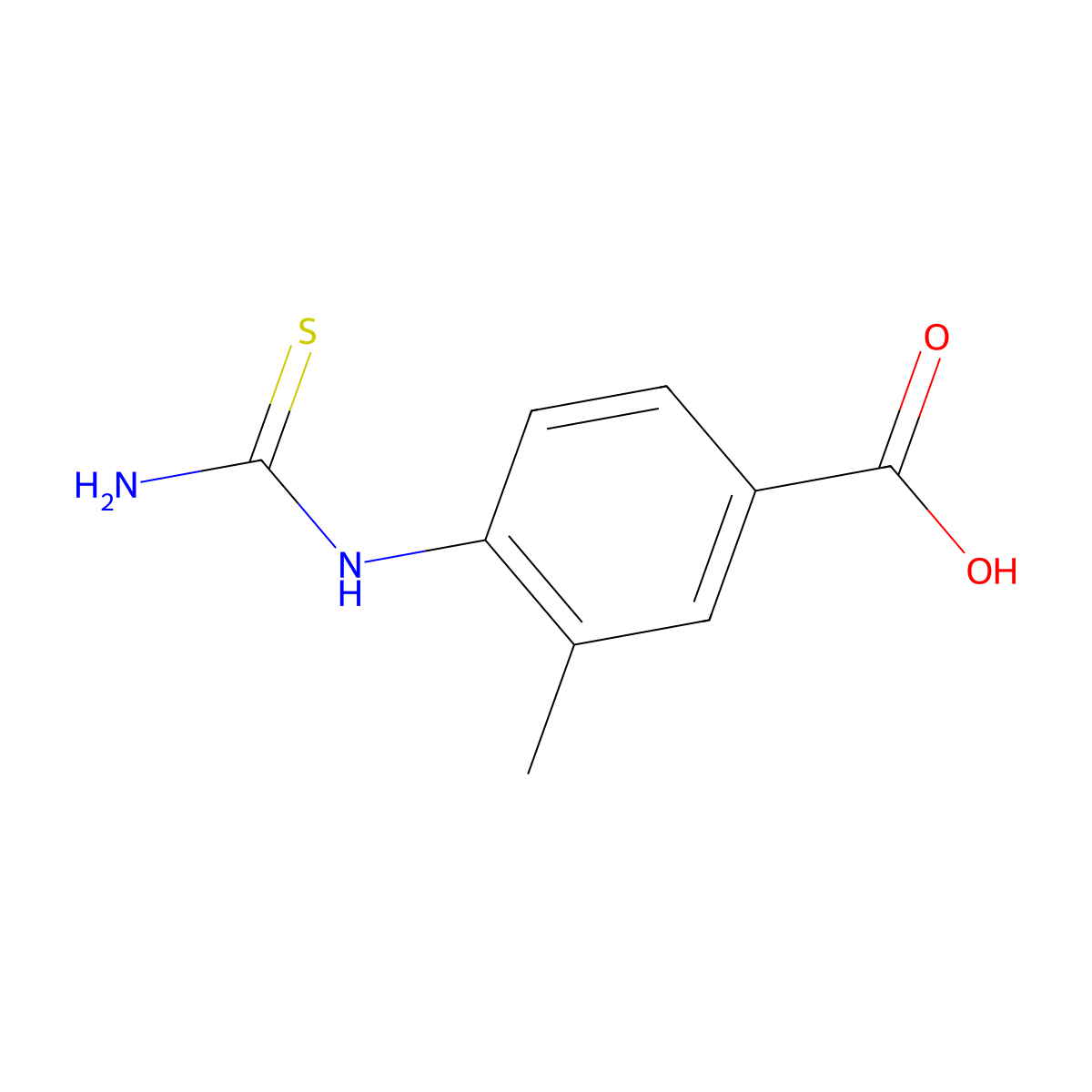 4-(Carbamothioylamino)-3-methylbenzoic acid molecular structure, CAS 860610-09-9