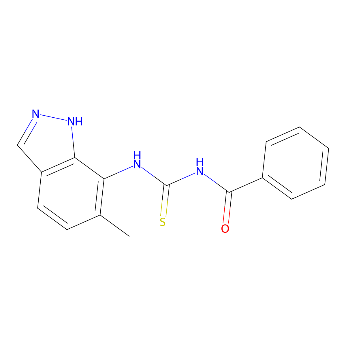 N-[(6-methyl-1H-indazol-7-yl)carbamothioyl]benzamide molecular structure, CAS 860610-11-3