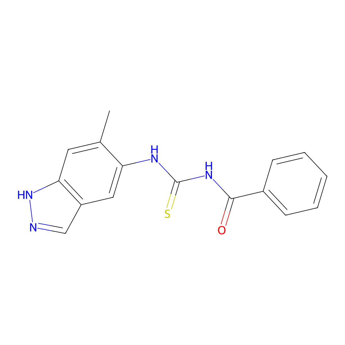 N-[(6-methyl-1H-indazol-5-yl)carbamothioyl]benzamide molecular structure, CAS 860610-13-5