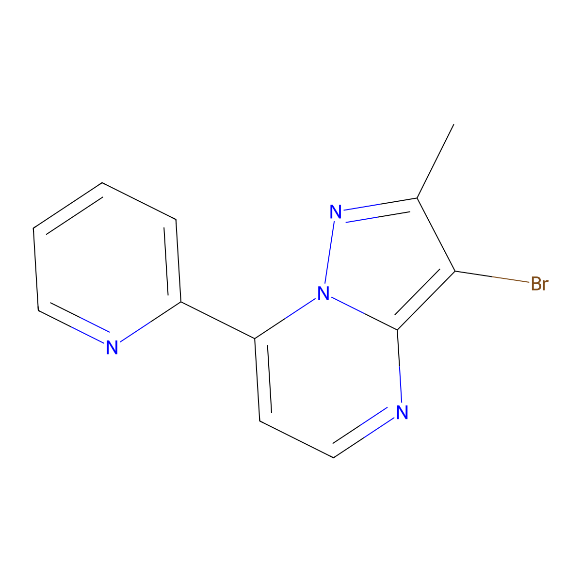 3-Bromo-2-methyl-7-(2-pyridinyl)pyrazolo[1,5-a]pyrimidine molecular structure, CAS 860610-14-6