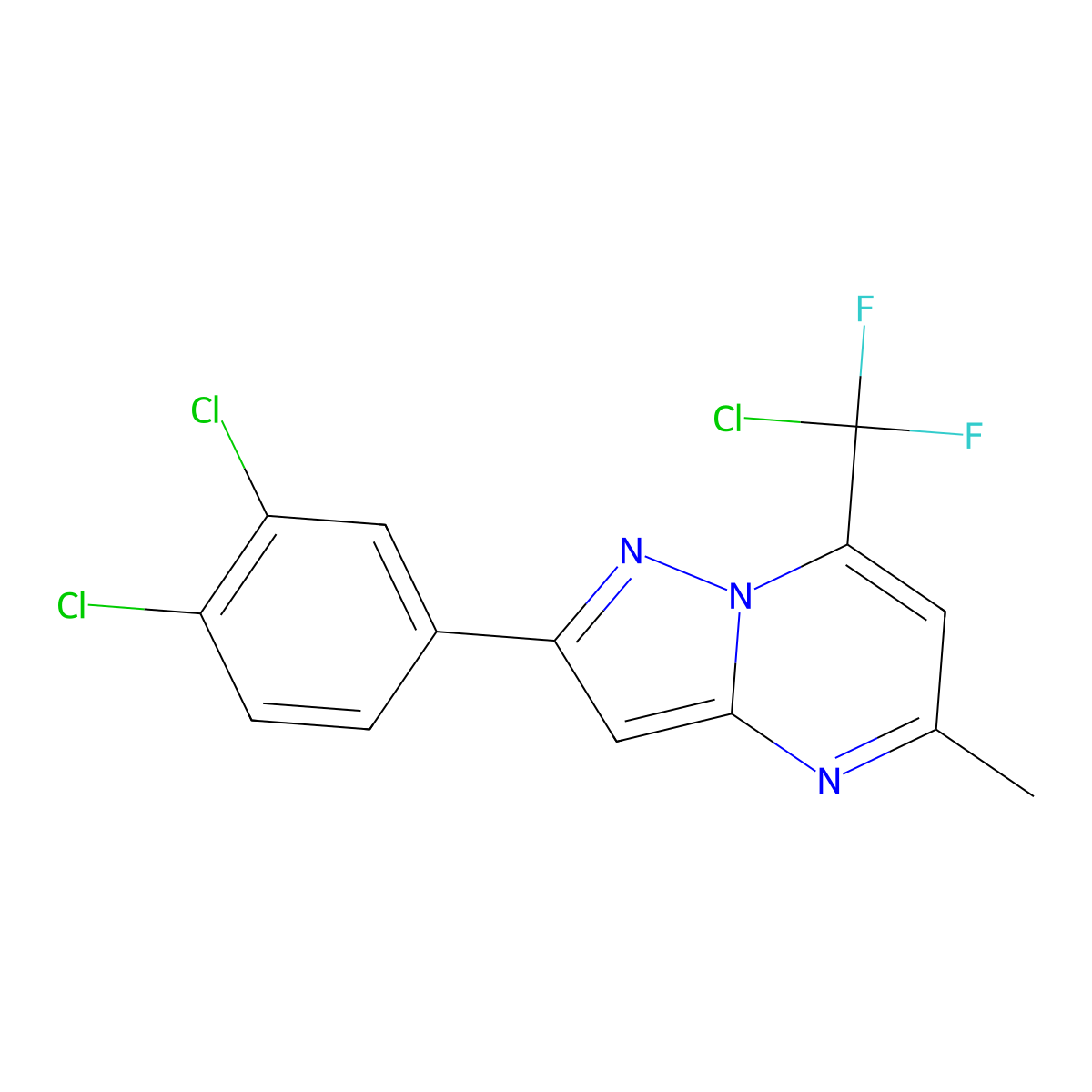 7-[Chloro(difluoro)methyl]-2-(3,4-dichlorophenyl)-5-methylpyrazolo[1,5-a]pyrimidine molecular structure, CAS 860610-15-7