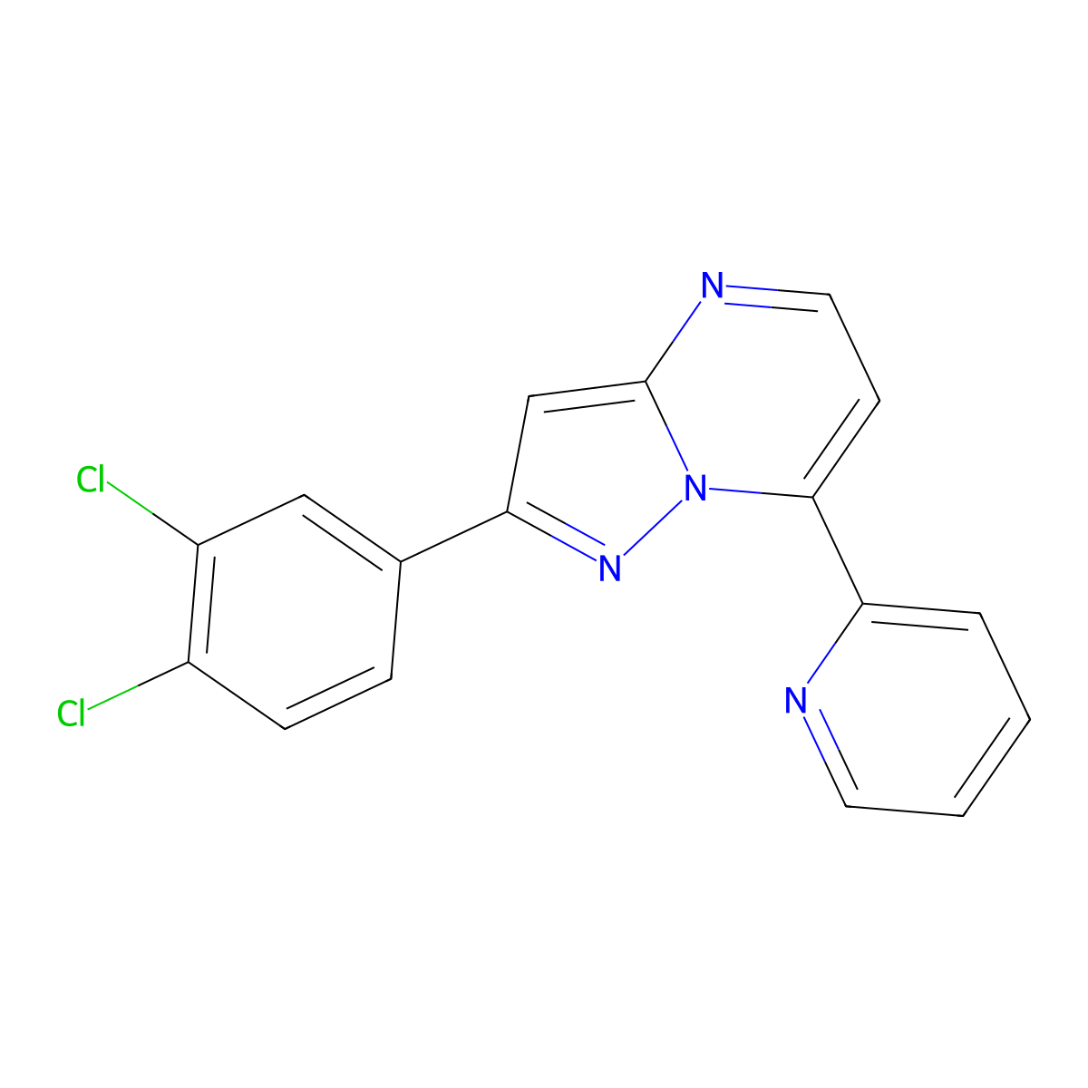 2-(3,4-Dichlorophenyl)-7-(2-pyridinyl)pyrazolo[1,5-a]pyrimidine molecular structure, CAS 860610-16-8
