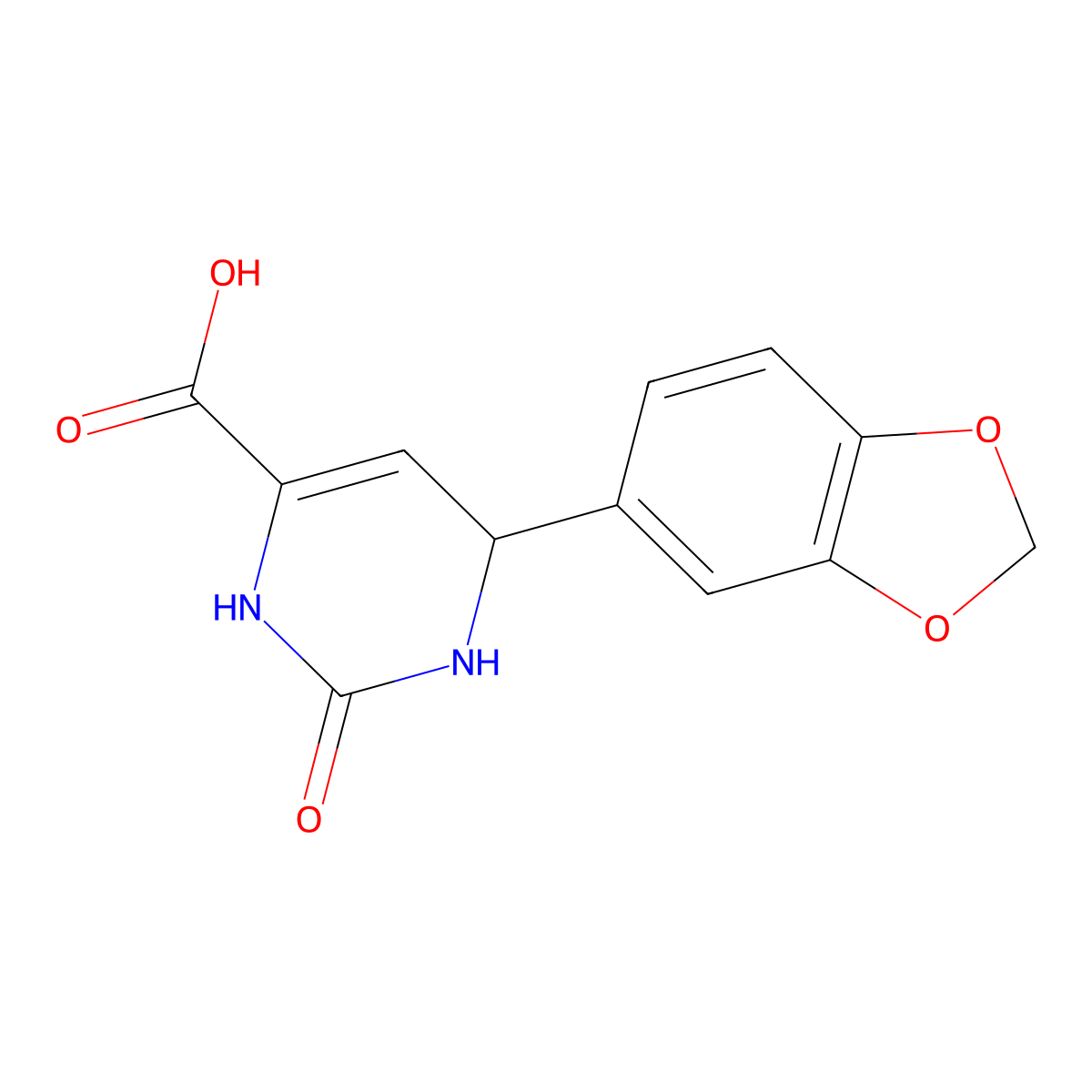 6-(1,3-Benzodioxol-5-yl)-2-oxo-1,2,3,6-tetrahydro-4-pyrimidinecarboxylic acid molecular structure, CAS 860610-20-4