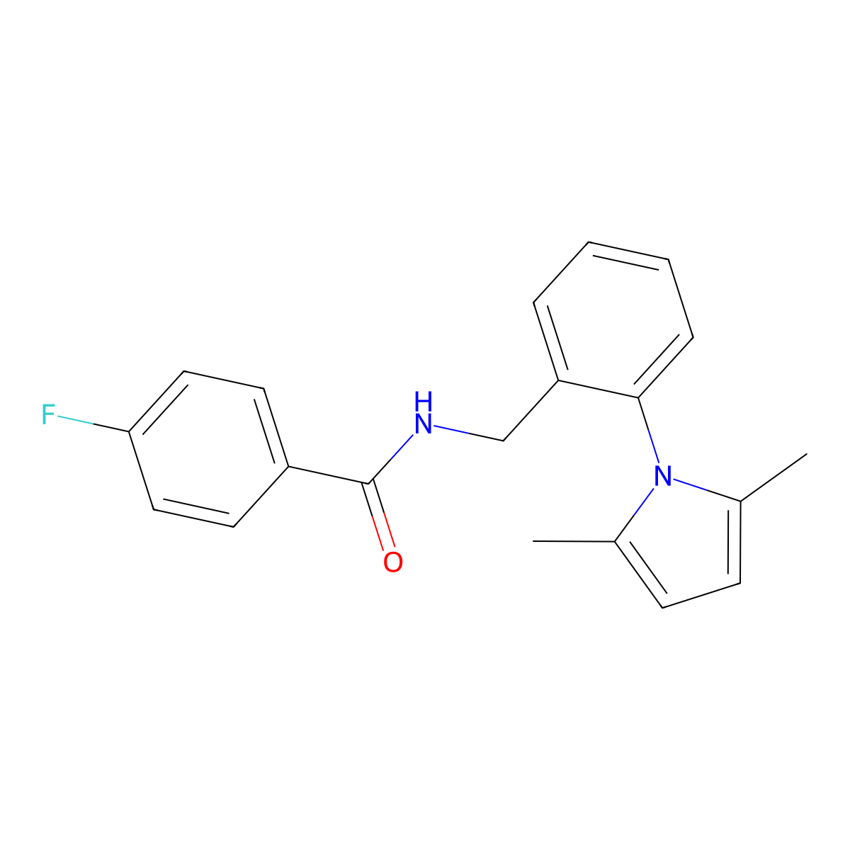 N-[2-(2,5-dimethyl-1H-pyrrol-1-yl)benzyl]-4-fluorobenzenecarboxamide molecular structure, CAS 860610-25-9